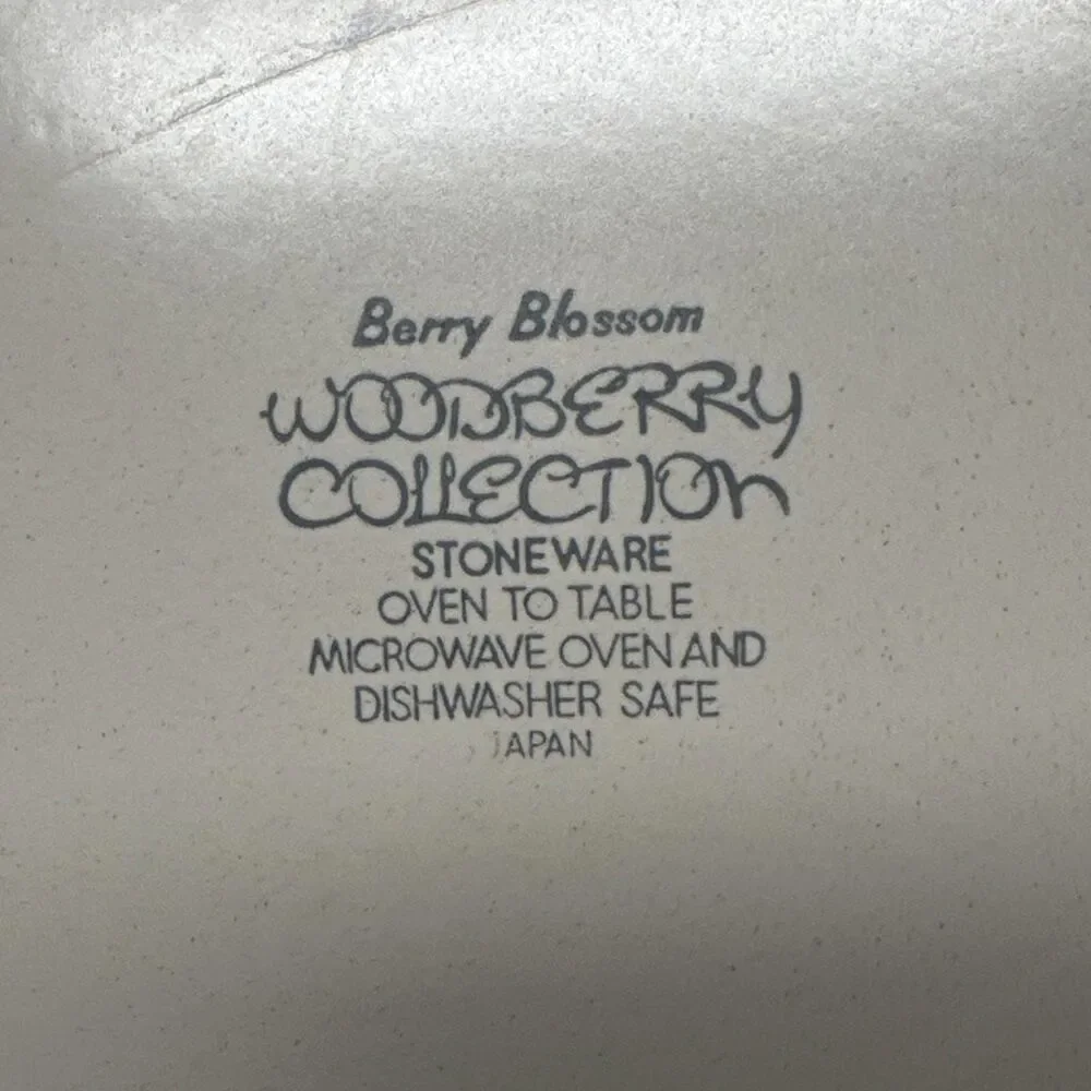 Vintage Berry Blossom Stoneware Plate – Floral Dinnerware, Made in Japan (12.25